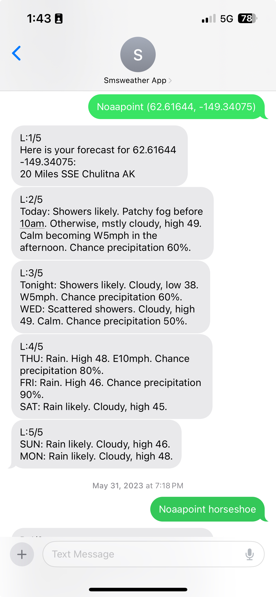 An example request and forecast response